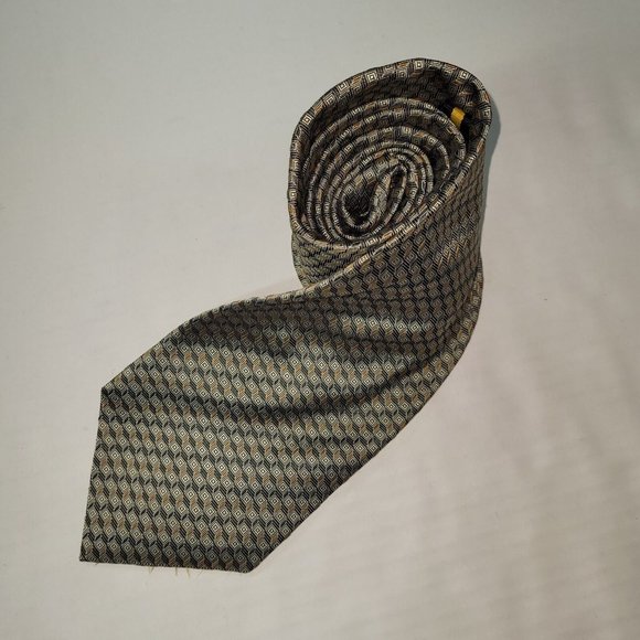 Roberto Villini Men Tie Silk Handmade Geometric Print‎ Necktie Business - Picture 1 of 7
